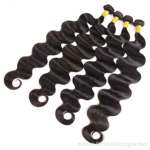 10A  Curticle Aligned Unprocessed Human Hair Body Wave Human Hair Extension  Bundles With Closure